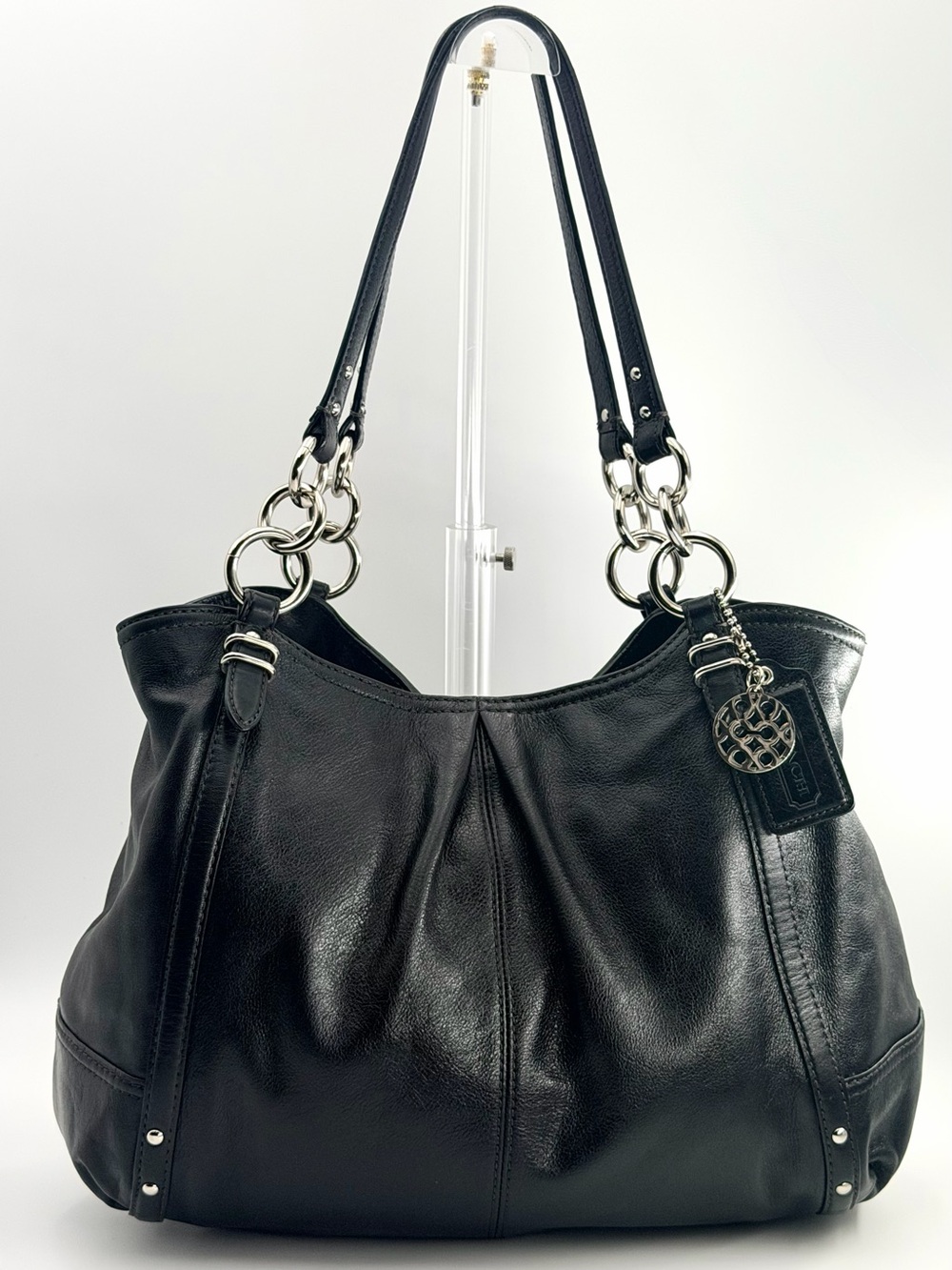 Excellent Vintage Coach Alexandra Black Leather Shoulder Bag Tote #16244